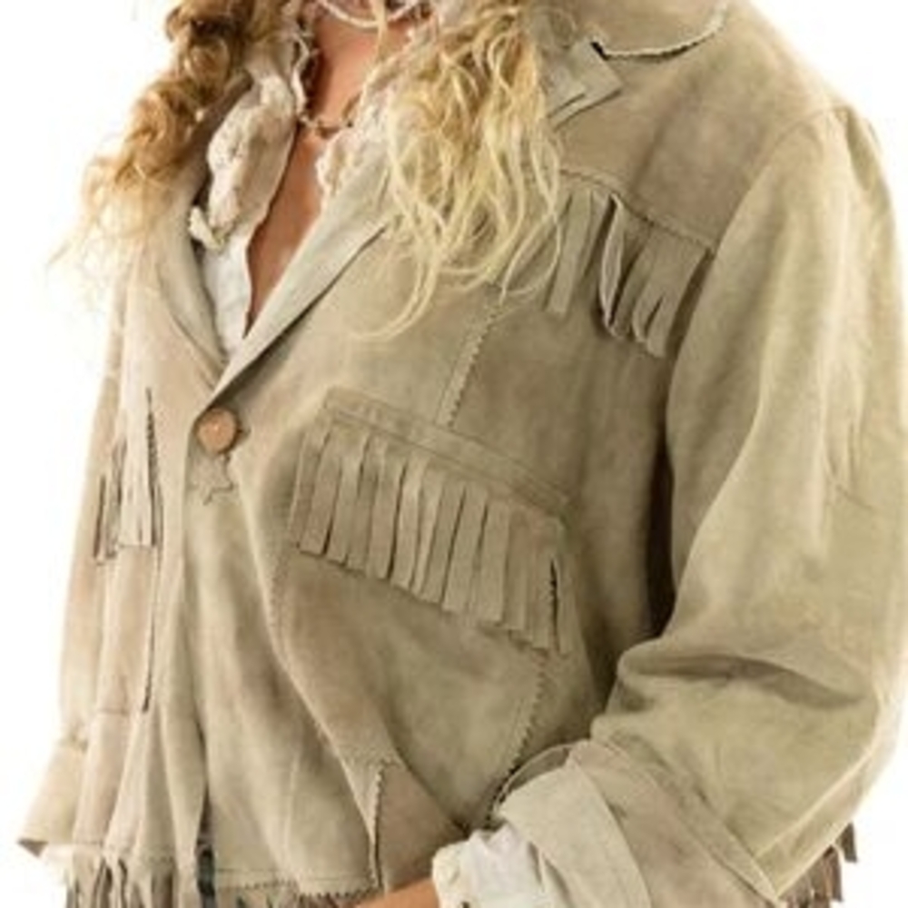 Magnolia Pearl Beige Fringe Blazer